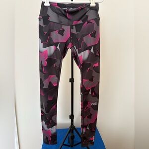 Reebok Black and Pink Geometric Leggings
